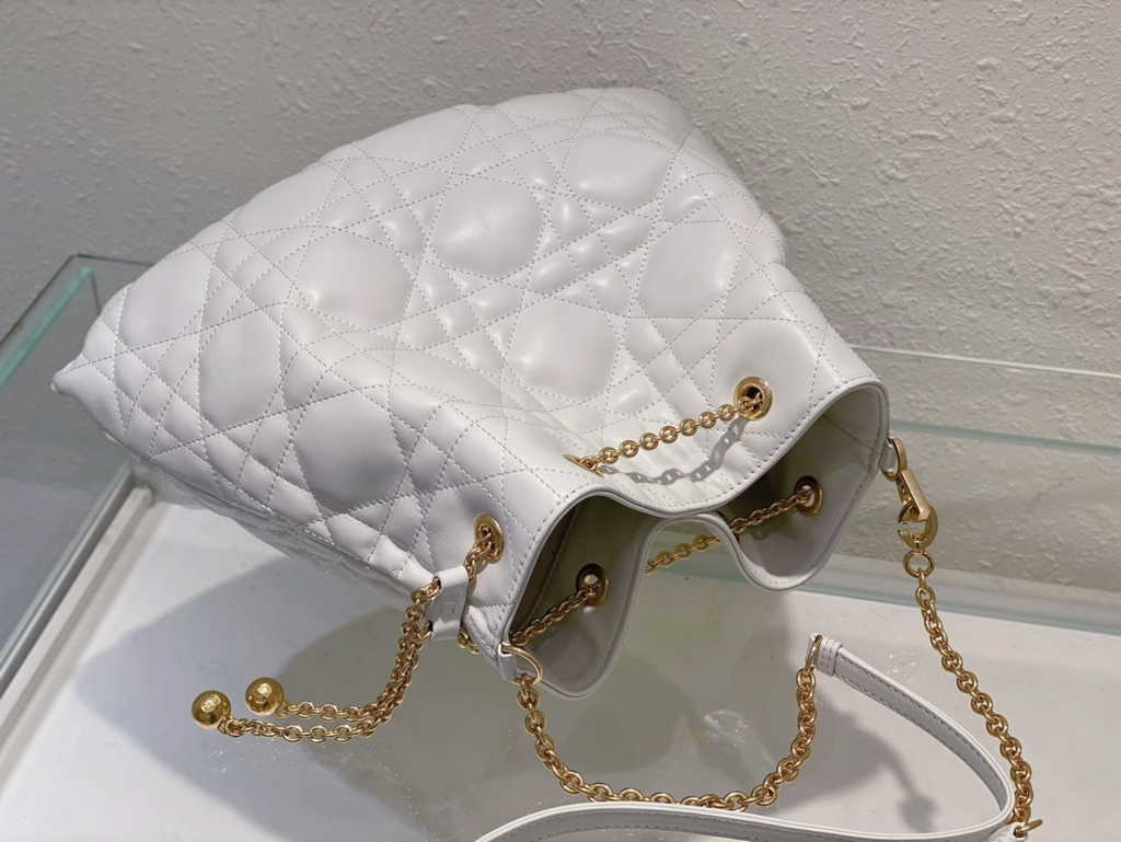 Large Dior Ammi Bag M22576 Beige Supple Macrocannage Lambskin