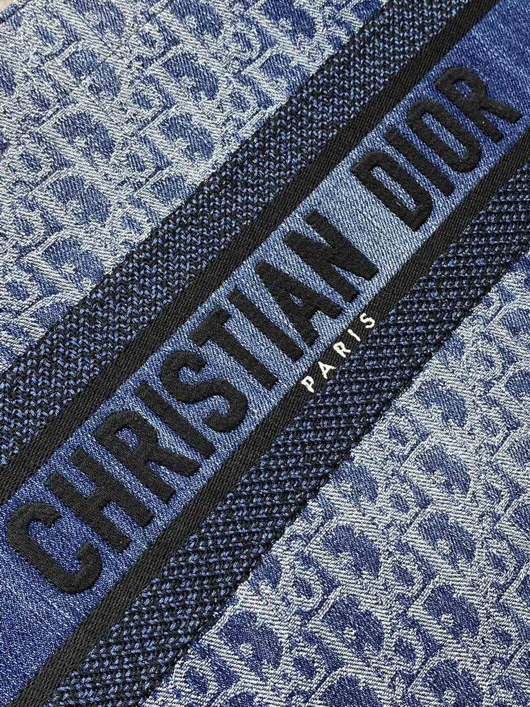 Large Dior Book Tote M1286 Blue Denim Dior Oblique Jacquard