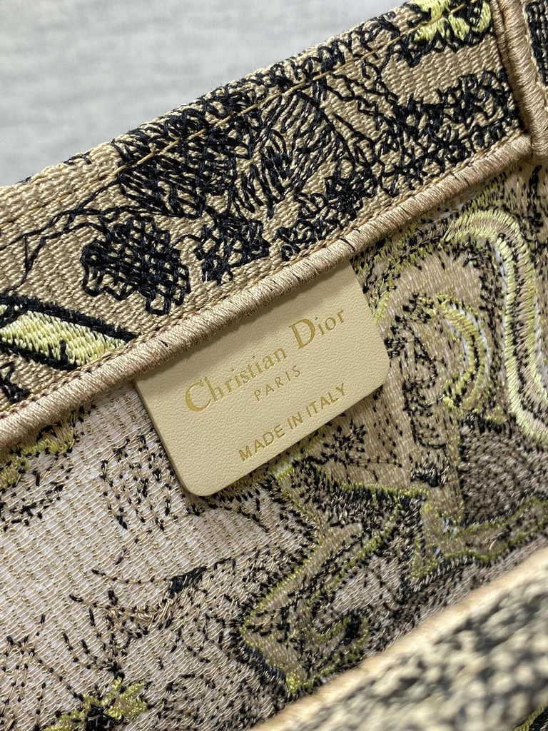 Large Dior Book Tote M1286 Yellow Toile de Jouy Sauvage Embroidery