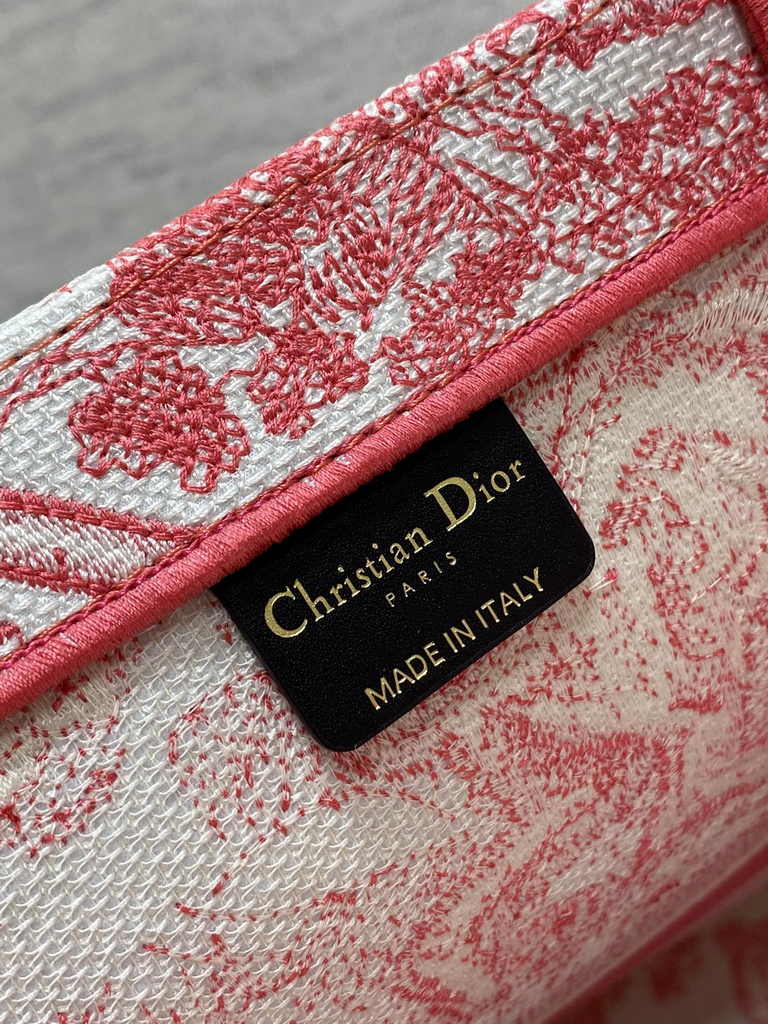 Large Dior Book Tote M1286 Red Toile de Jouy Sauvage Embroidery