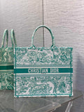 Large Dior Book Tote M1286 Green Toile de Jouy Sauvage Embroidery