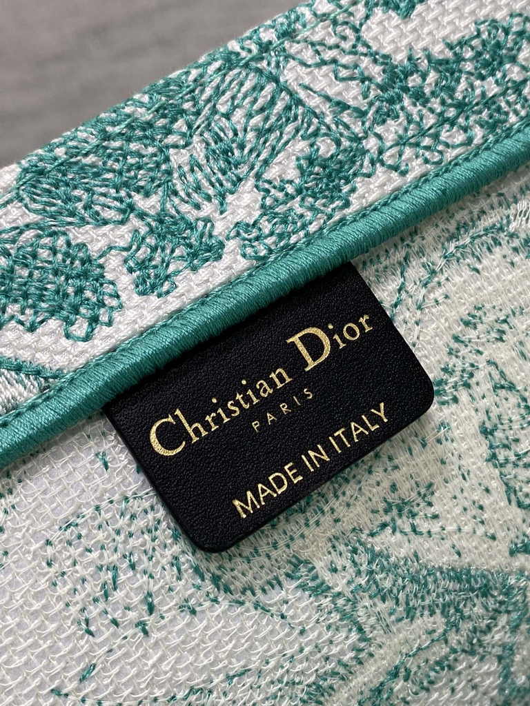 Large Dior Book Tote M1286 Green Toile de Jouy Sauvage Embroidery