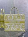 Large Dior Book Tote M1286 Raffia with Yellow Toile de Jouy Soleil Embroidery