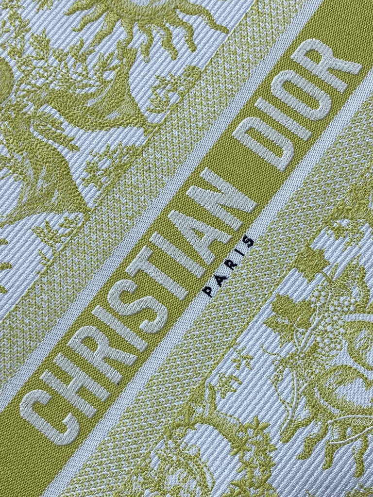 Large Dior Book Tote M1286 Raffia with Yellow Toile de Jouy Soleil Embroidery