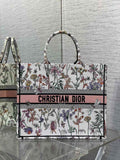 Large Dior Book Tote M1286 White Multicolor Dior Herbarium Embroidery