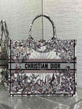 Large Dior Book Tote M1286 Gray Multicolor Dior 4 Saisons Automne Soleil Embroidery