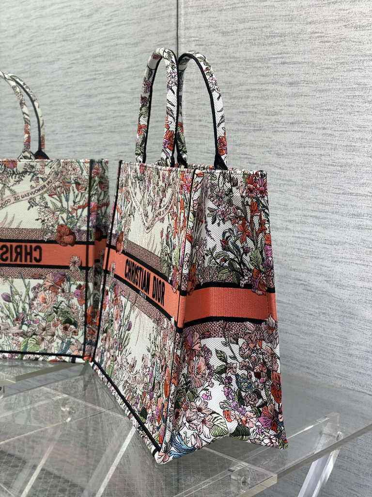 Large Dior Book Tote M1286 Orange Multicolor Dior 4 Saisons Automne Soleil Embroidery
