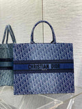 Large Dior Book Tote M1286 Blue Denim Dior Oblique Jacquard