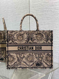 Large Dior Book Tote M1286 Beige and Black Toile de Jouy Soleil Embroidery