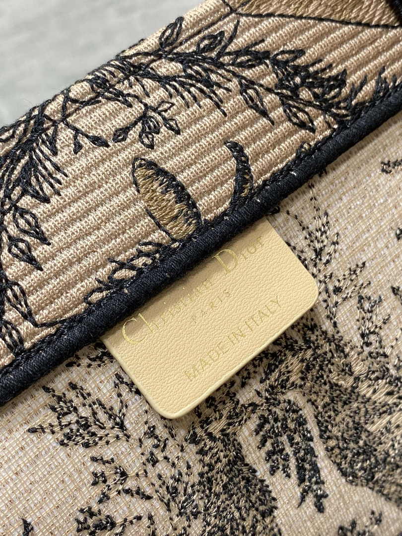 Large Dior Book Tote M1286 Beige and Black Toile de Jouy Soleil Embroidery