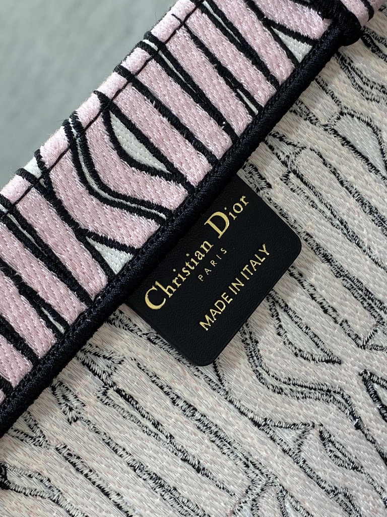 Large Dior Book Tote M1286 White and Pale Pink Miss Dior Allover Embroidery