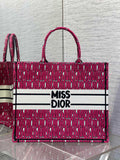 Large Dior Book Tote M1286 Pink and White Miss Dior Allover Embroidery