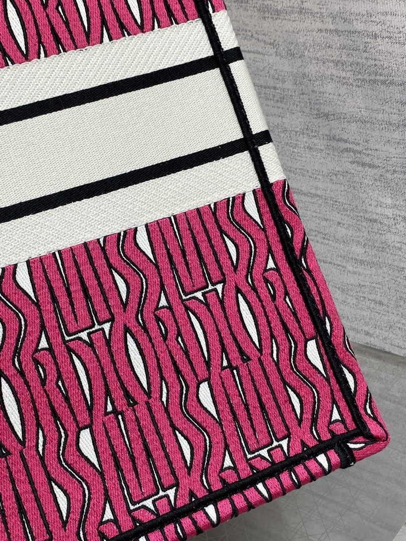 Large Dior Book Tote M1286 Pink and White Miss Dior Allover Embroidery