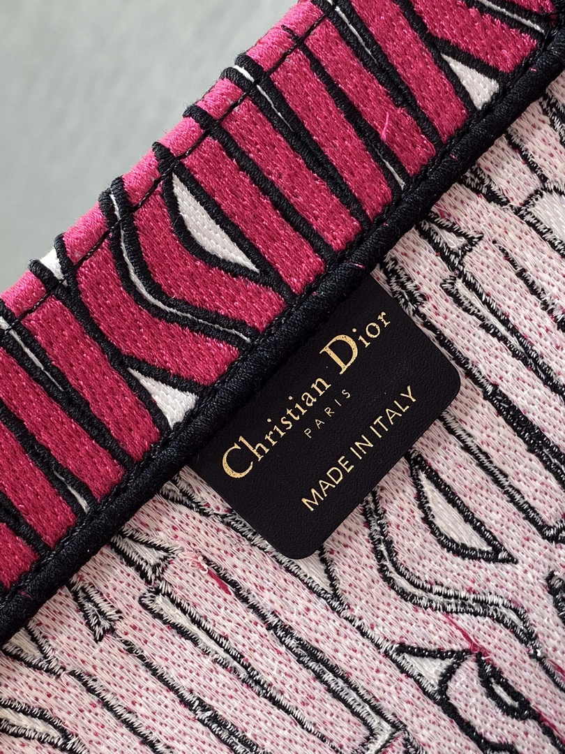 Large Dior Book Tote M1286 Pink and White Miss Dior Allover Embroidery