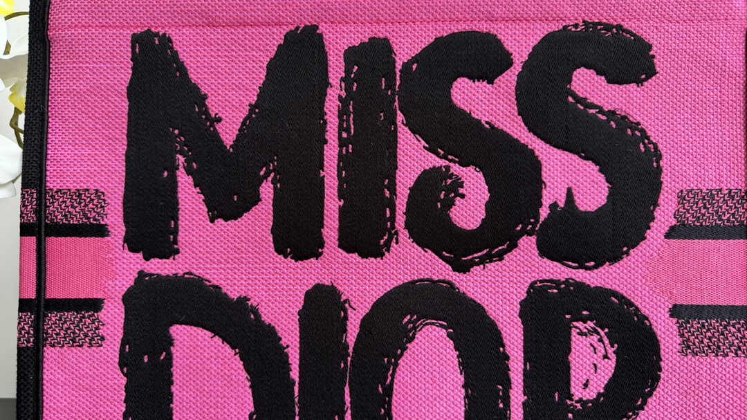 Large Dior Book Tote M1286 Two-Tone Fuchsia and Purple Miss Dior Graffiti Embroidery