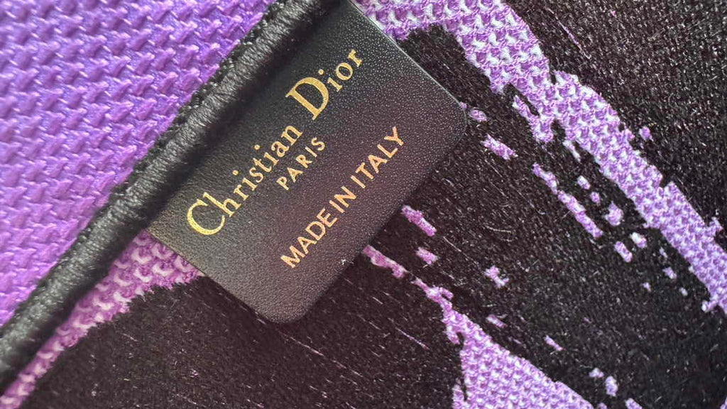 Large Dior Book Tote M1286 Two-Tone Fuchsia and Purple Miss Dior Graffiti Embroidery