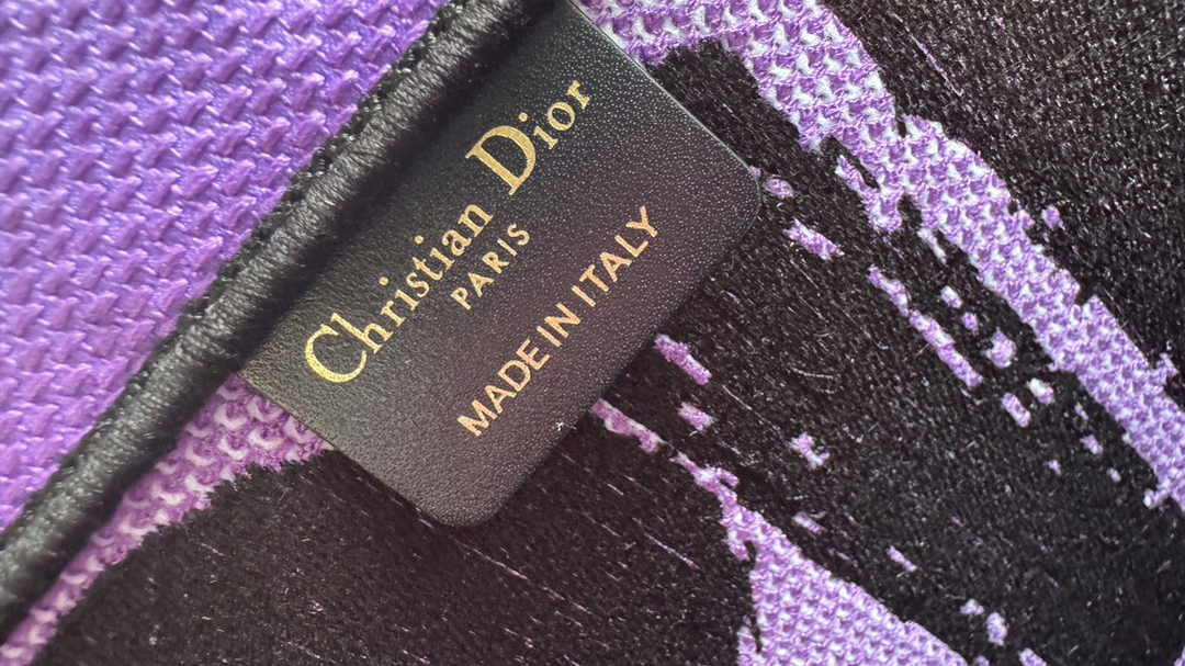 Large Dior Book Tote M1286 Two-Tone Fuchsia and Purple Miss Dior Graffiti Embroidery