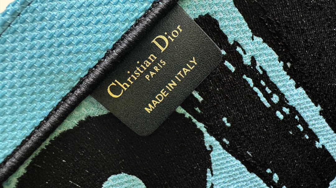 Large Dior Book Tote M1286 Two-Tone Green and Blue Miss Dior Graffiti Embroidery
