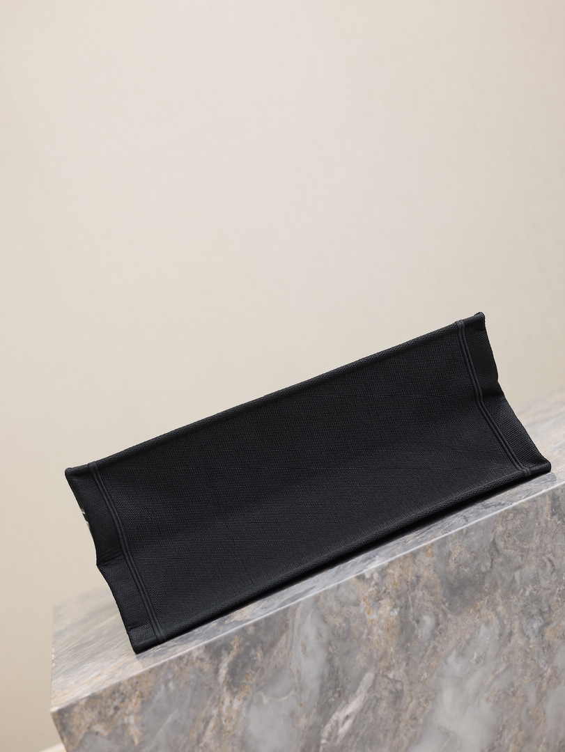 Large Dior Book Tote M1286 Black and White Miss Dior Graffiti Embroidery