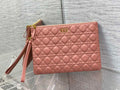 Large Dior Caro Daily Pouch S5086 Pink Supple Cannage Calfskin - Default Title - View 1