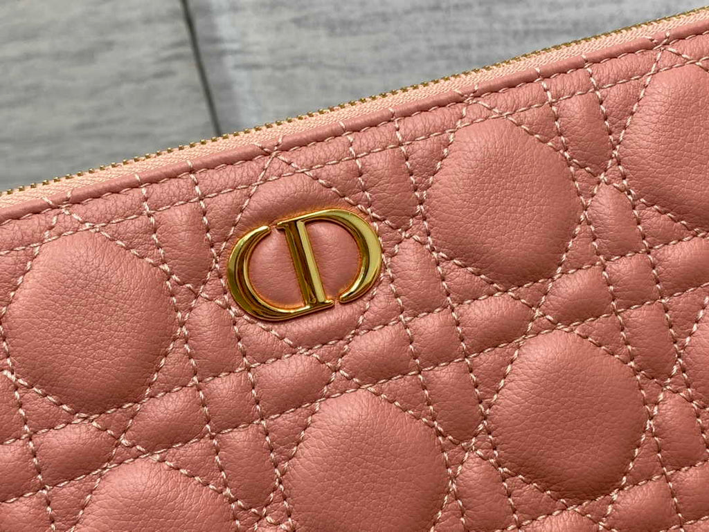 Large Dior Caro Daily Pouch S5086 Pink Supple Cannage Calfskin - Default Title - View 6