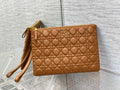 Large Dior Caro Daily Pouch S5086 Brown Supple Cannage Calfskin - Default Title - View 1
