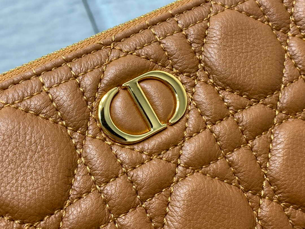 Large Dior Caro Daily Pouch S5086 Brown Supple Cannage Calfskin - Default Title - View 6