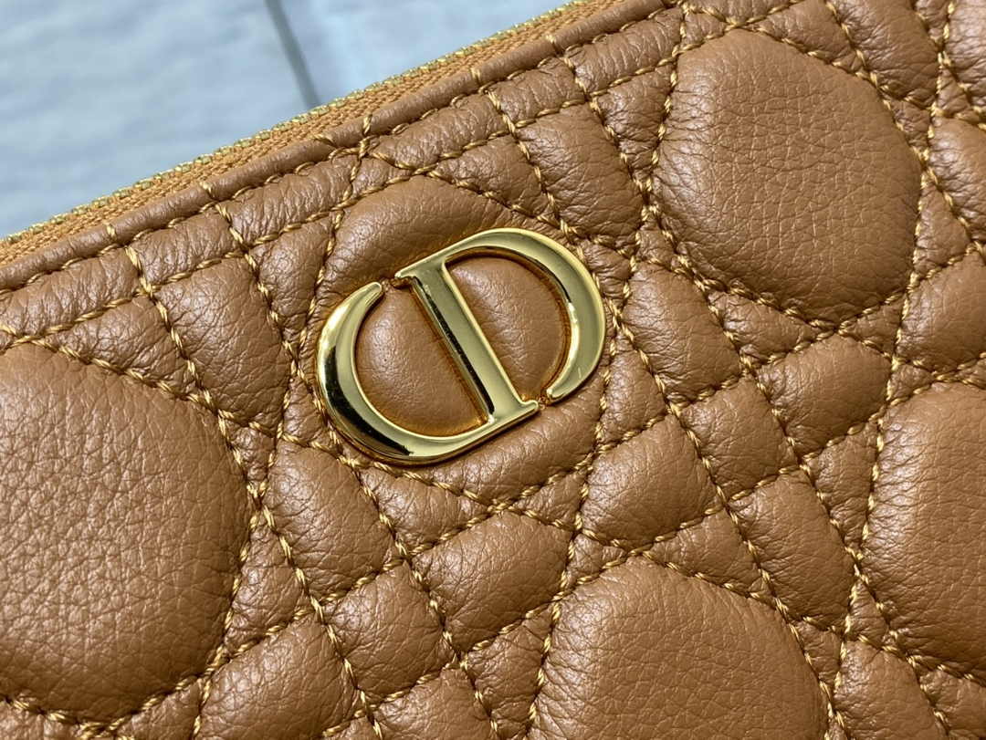 Large Dior Caro Daily Pouch S5086 Brown Supple Cannage Calfskin - Default Title - View 6