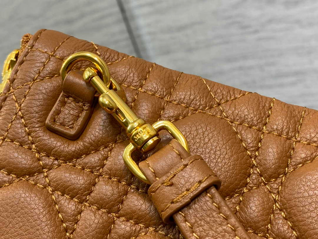 Large Dior Caro Daily Pouch S5086 Brown Supple Cannage Calfskin - Default Title - View 7