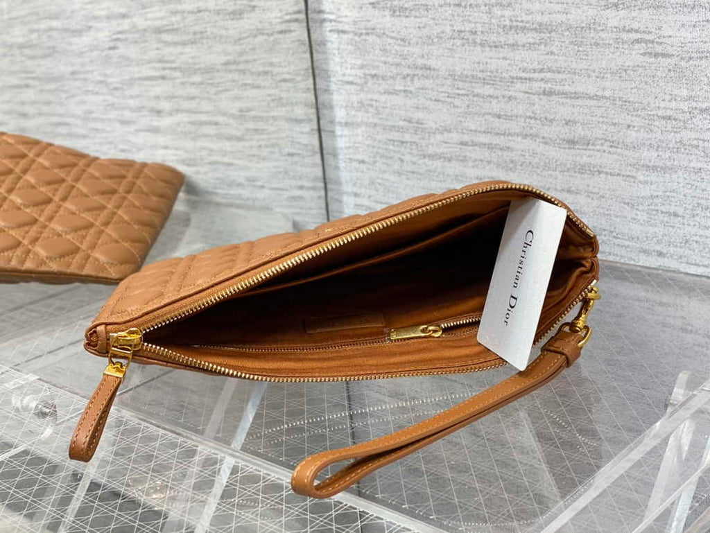 Large Dior Caro Daily Pouch S5086 Brown Supple Cannage Calfskin - Default Title - View 8