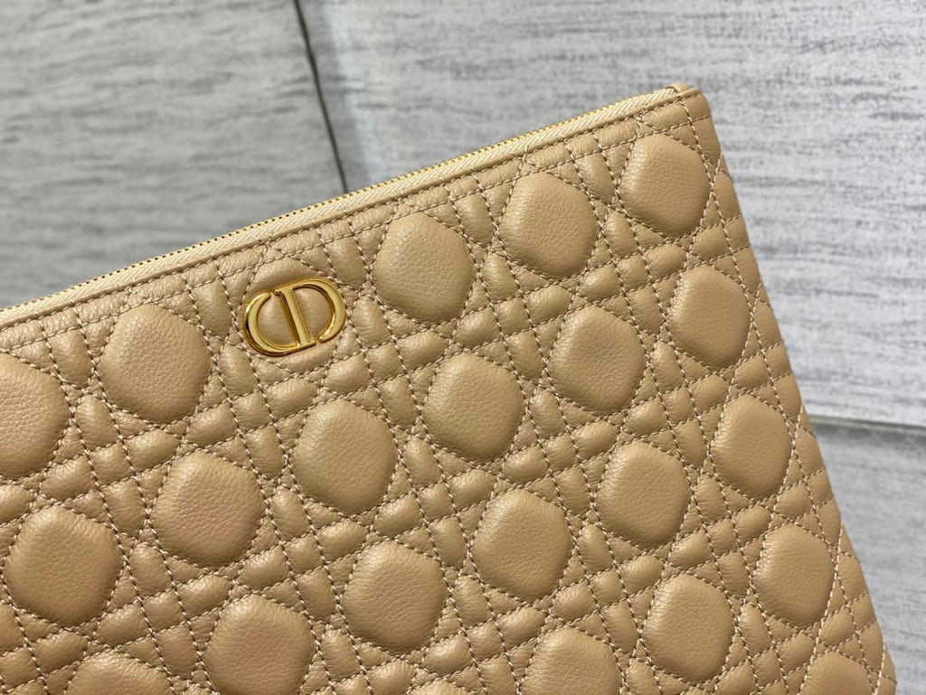 Large Dior Caro Daily Pouch S5086 Beige Supple Cannage Calfskin - Default Title - View 5