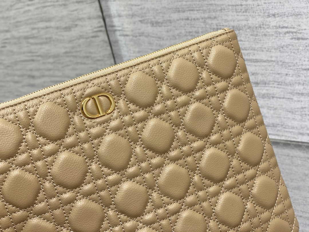 Large Dior Caro Daily Pouch S5086 Beige Supple Cannage Calfskin - Default Title - View 5