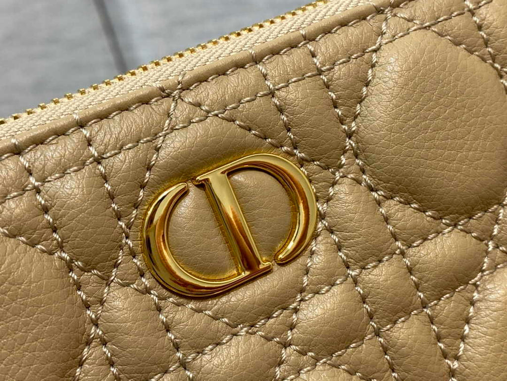 Large Dior Caro Daily Pouch S5086 Beige Supple Cannage Calfskin - Default Title - View 6