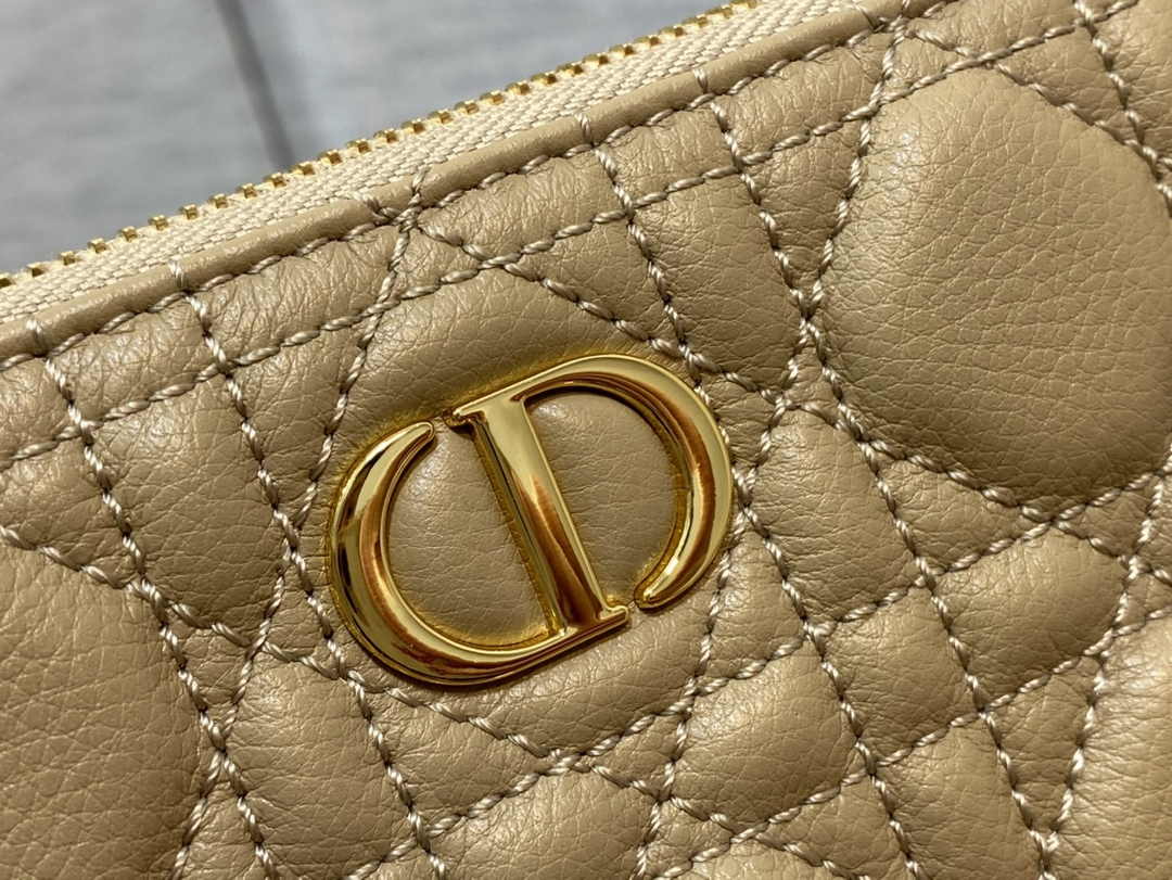Large Dior Caro Daily Pouch S5086 Beige Supple Cannage Calfskin - Default Title - View 6