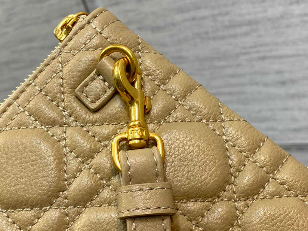 Large Dior Caro Daily Pouch S5086 Beige Supple Cannage Calfskin - Default Title - View 7