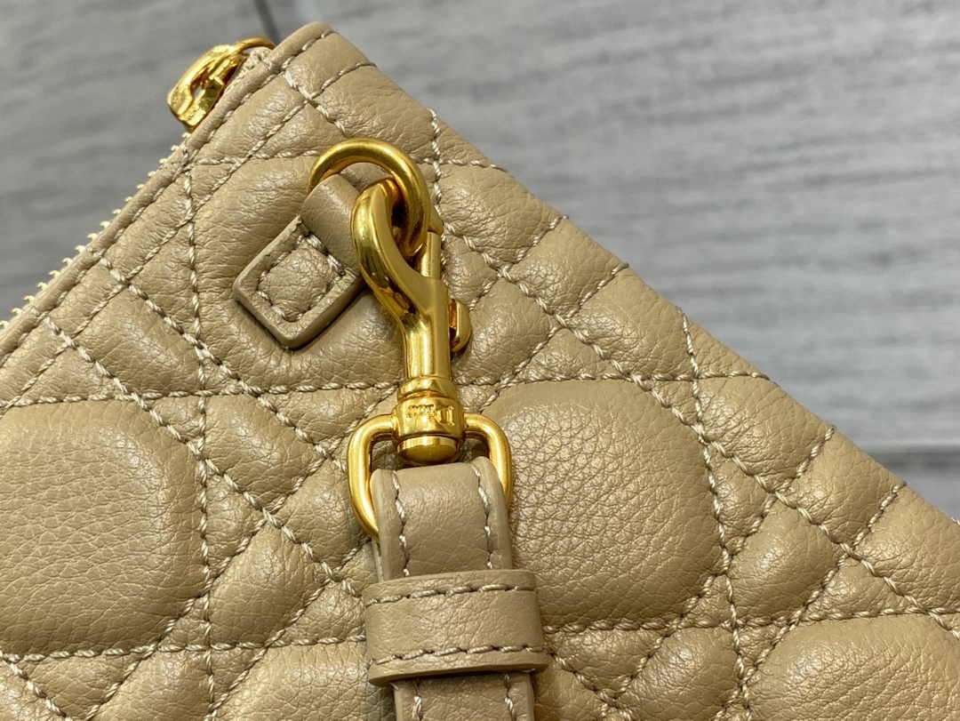 Large Dior Caro Daily Pouch S5086 Beige Supple Cannage Calfskin - Default Title - View 7
