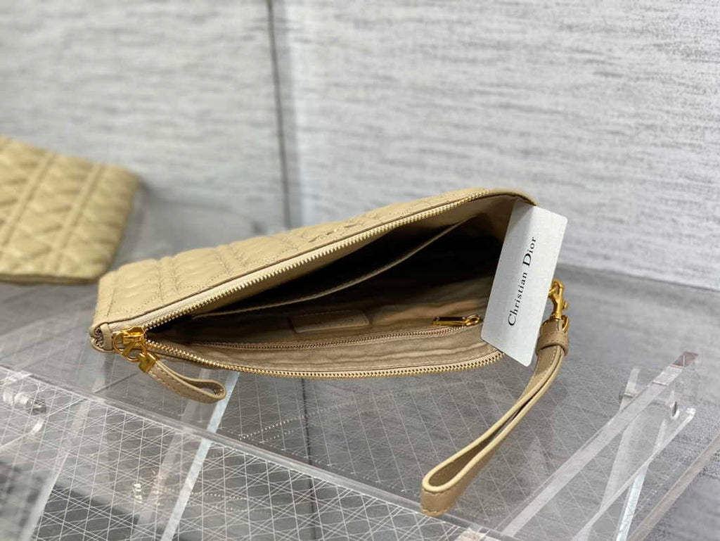 Large Dior Caro Daily Pouch S5086 Beige Supple Cannage Calfskin - Default Title - View 8