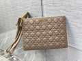 Large Dior Caro Daily Pouch S5086 Khaki Supple Cannage Calfskin - Default Title - View 1
