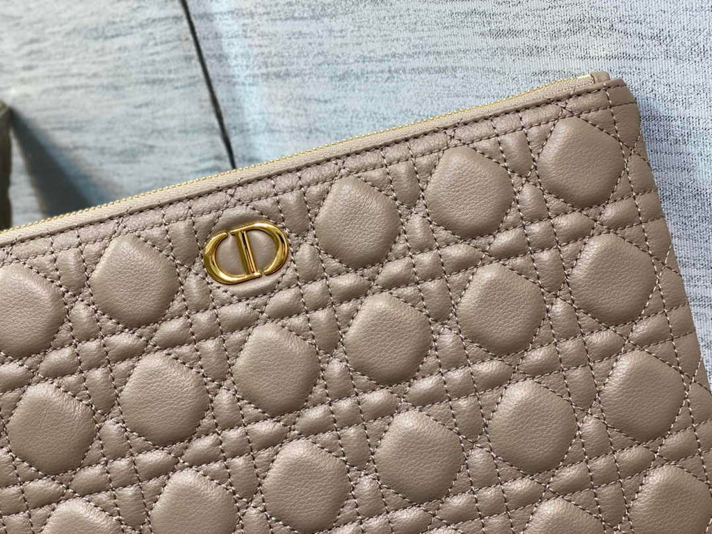 Large Dior Caro Daily Pouch S5086 Khaki Supple Cannage Calfskin - Default Title - View 3