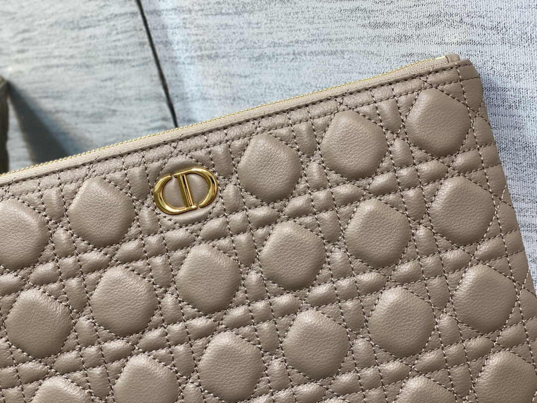 Large Dior Caro Daily Pouch S5086 Khaki Supple Cannage Calfskin - Default Title - View 3