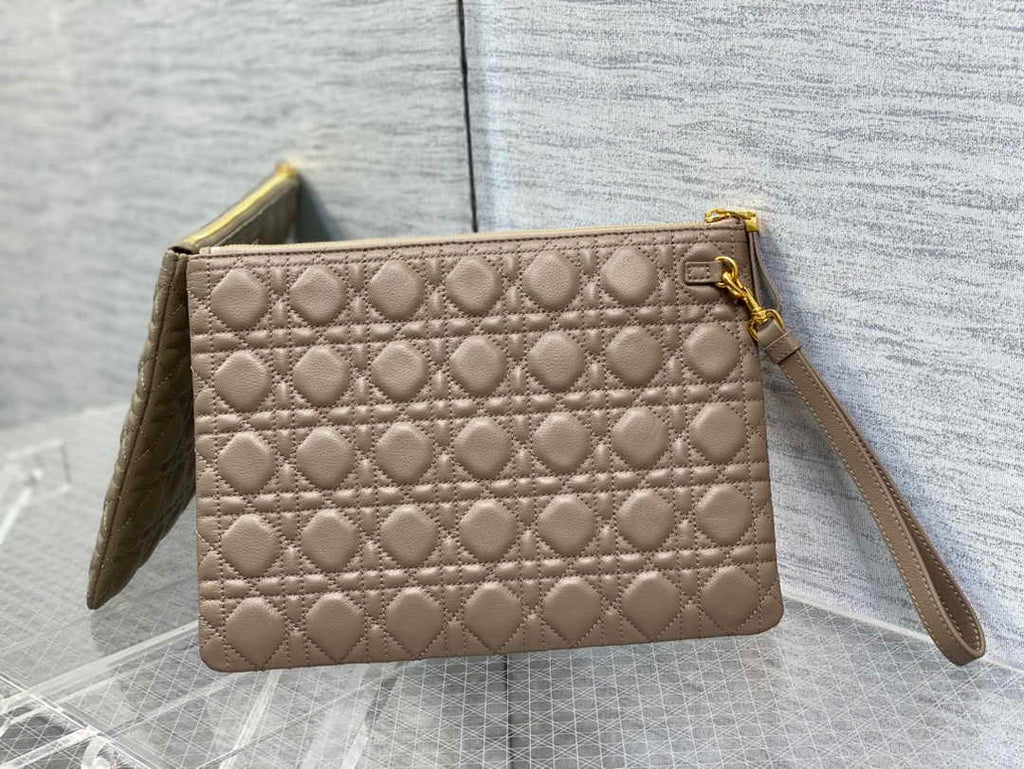 Large Dior Caro Daily Pouch S5086 Khaki Supple Cannage Calfskin - Default Title - View 2
