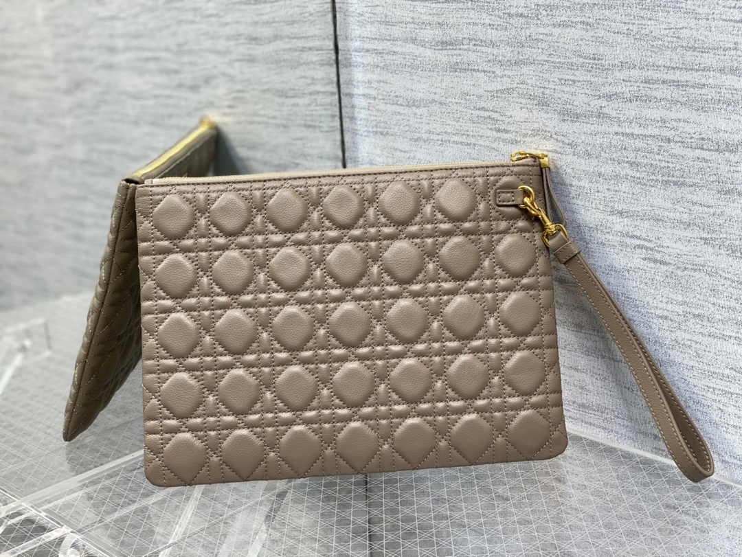 Large Dior Caro Daily Pouch S5086 Khaki Supple Cannage Calfskin - Default Title - View 2