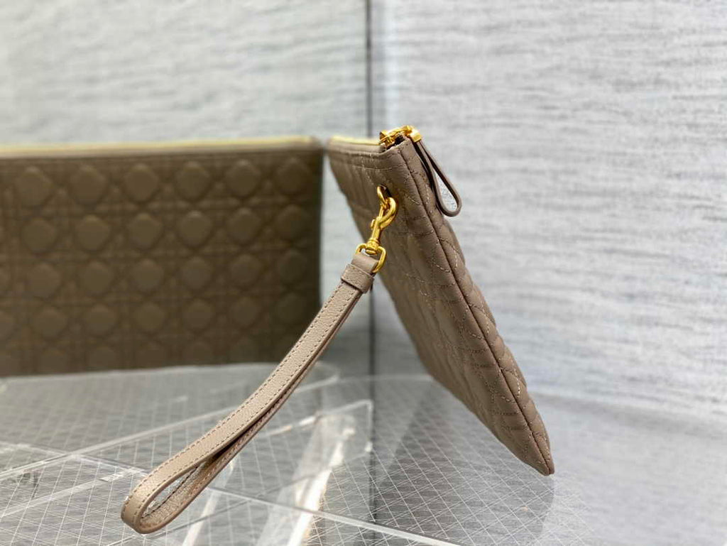 Large Dior Caro Daily Pouch S5086 Khaki Supple Cannage Calfskin - Default Title - View 4