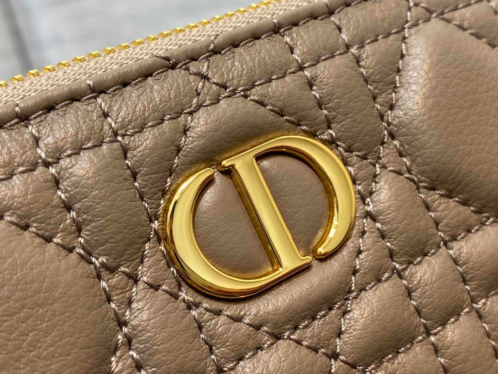 Large Dior Caro Daily Pouch S5086 Khaki Supple Cannage Calfskin - Default Title - View 6