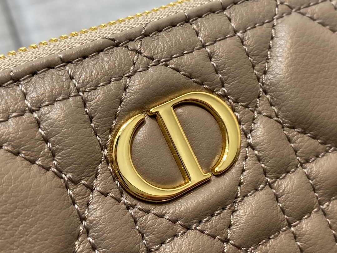 Large Dior Caro Daily Pouch S5086 Khaki Supple Cannage Calfskin - Default Title - View 6
