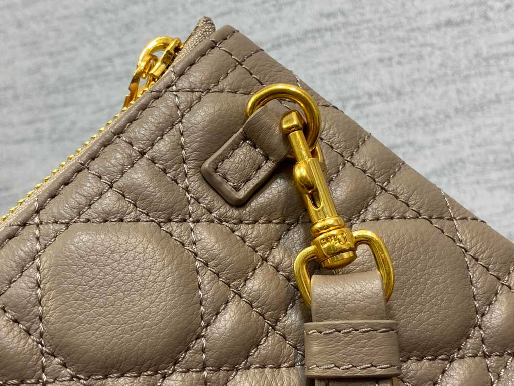 Large Dior Caro Daily Pouch S5086 Khaki Supple Cannage Calfskin - Default Title - View 7