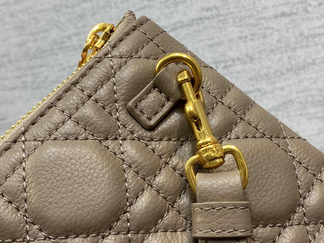 Large Dior Caro Daily Pouch S5086 Khaki Supple Cannage Calfskin - Default Title - View 7