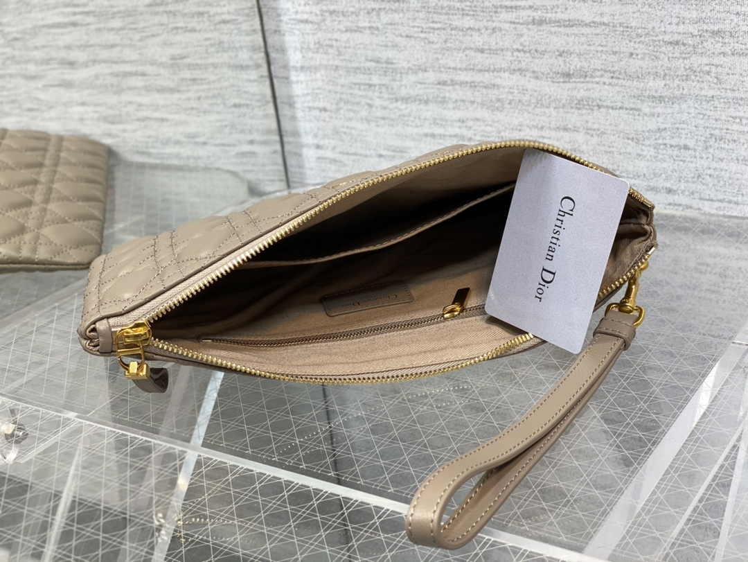Large Dior Caro Daily Pouch S5086 Khaki Supple Cannage Calfskin - Default Title - View 8