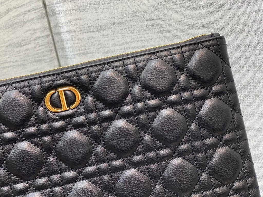 Large Dior Caro Daily Pouch S5086 Black Supple Cannage Calfskin - Default Title - View 4
