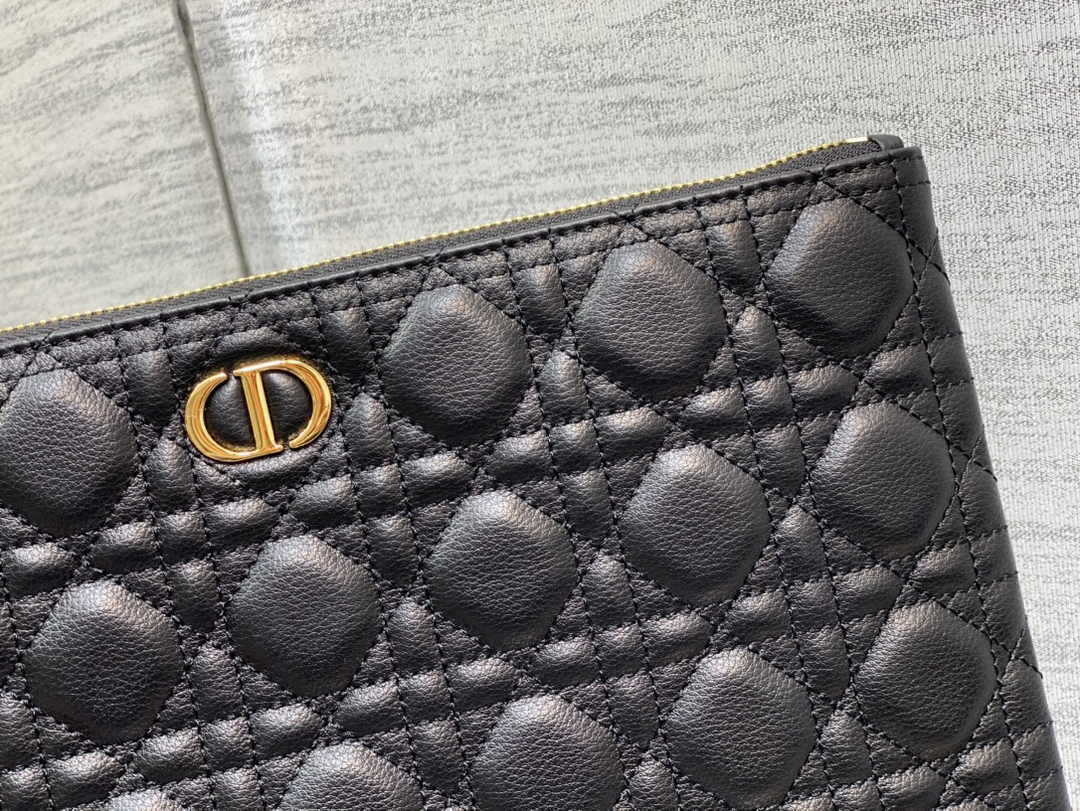 Large Dior Caro Daily Pouch S5086 Black Supple Cannage Calfskin - Default Title - View 4